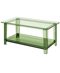 Gouun Transparent Acrylic 2-Tier Coffee Table with Storage Shelf