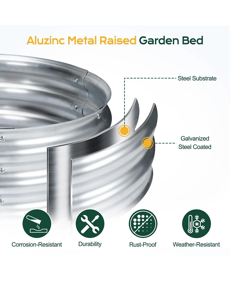 Aoodor Galvanized Raised Garden Bed Kit, Oval Planter Box for Vegetables, Flowers, and Herbs, Outdoor Use