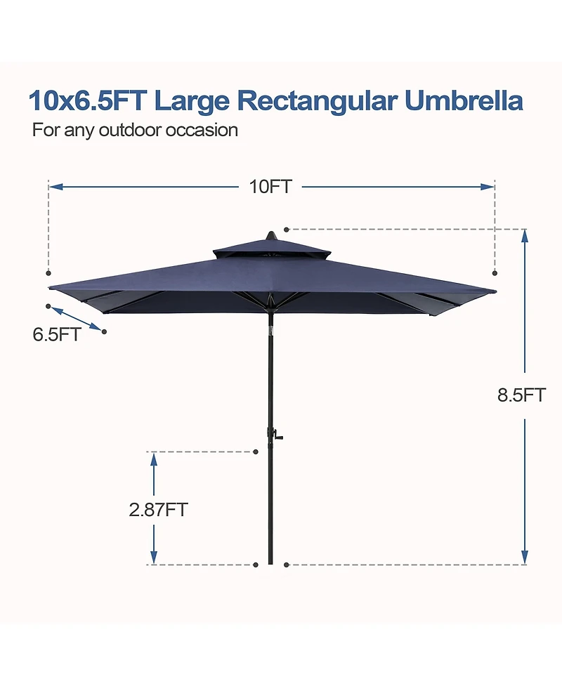 Pellebant Outdoor Patio 10 x 6.5 Ft Market Umbrella with Double Top