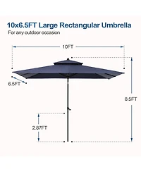 Pellebant Outdoor Patio 10 x 6.5 Ft Market Umbrella with Double Top