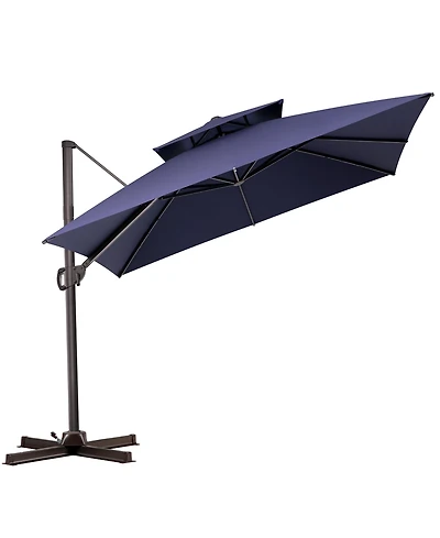 Pellebant Outdoor Patio Double Top 10x10 Ft Square Aluminum Cantilever Umbrella