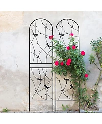 Clihome Metal Garden Trellis Rustproof Trellis for Climbing Plants Outdoor Flower Support Dragonfly Deco