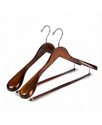 Yigii Luxury Wooden Suit Hangers with Locking Bar