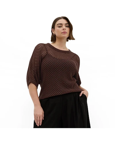 City Chic Women's Crochet Knit Top