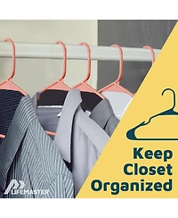 Lifemaster heavy-duty plastic hangers for clothes, dresses & coats non-slip grooves, space-saving design
