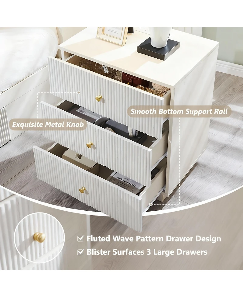 Yigii Durable Wood Space-Efficient Modern Fluted Dresser