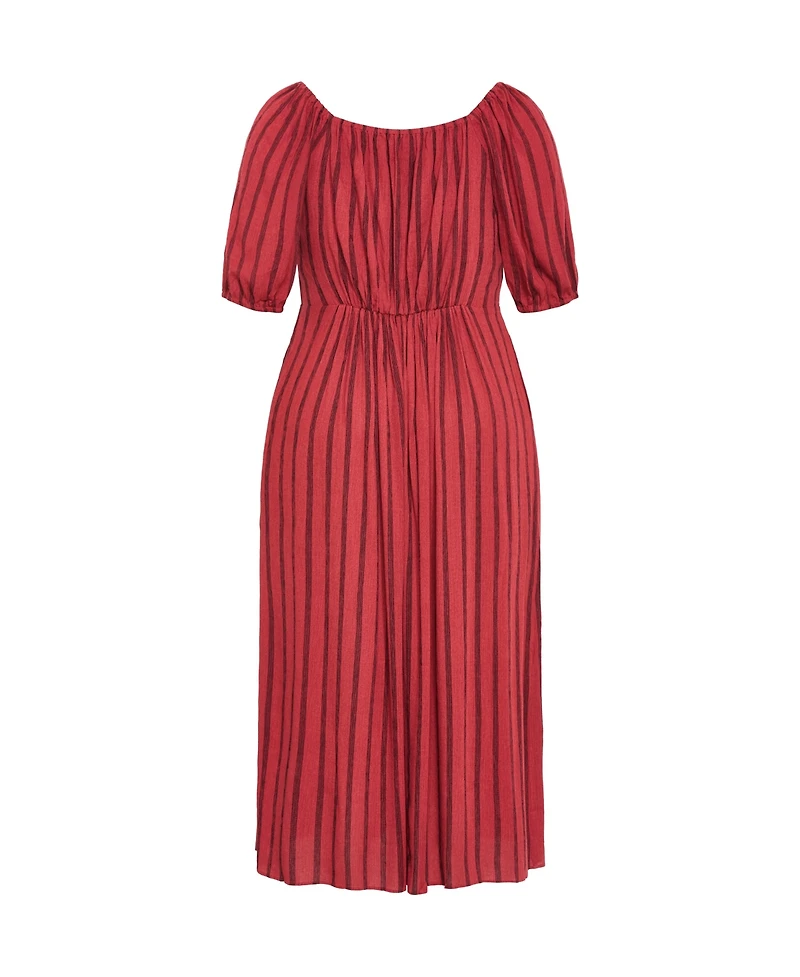 City Chic Women's Bella Stripe Tie Front Maxi Dress