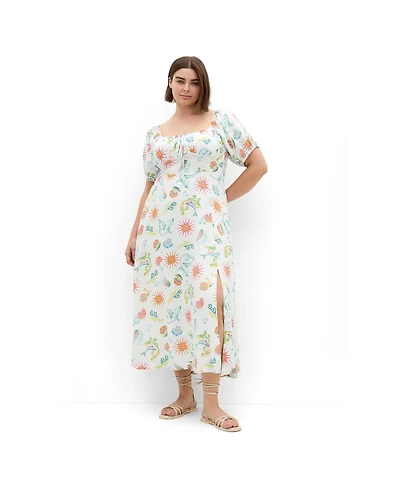 City Chic Women's Abbie Short Sleeve Ocean Print Maxi Dress