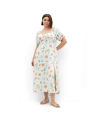 City Chic Women's Abbie Short Sleeve Ocean Print Maxi Dress