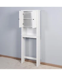 Airsurfer Bathroom Wooden Storage Cabinet Over The Toilet Space Saver with Adjustable Shelf Freestanding Organizer