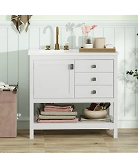Casainc Freestanding Bathroom Vanity Unit with Basin and Floor Storage Cabinet