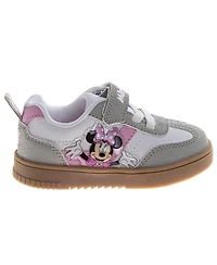 Disney Big Girls Minnie Mouse Court Sneakers Polka Dot Athletic Running Hook and Loop Comfort Fit