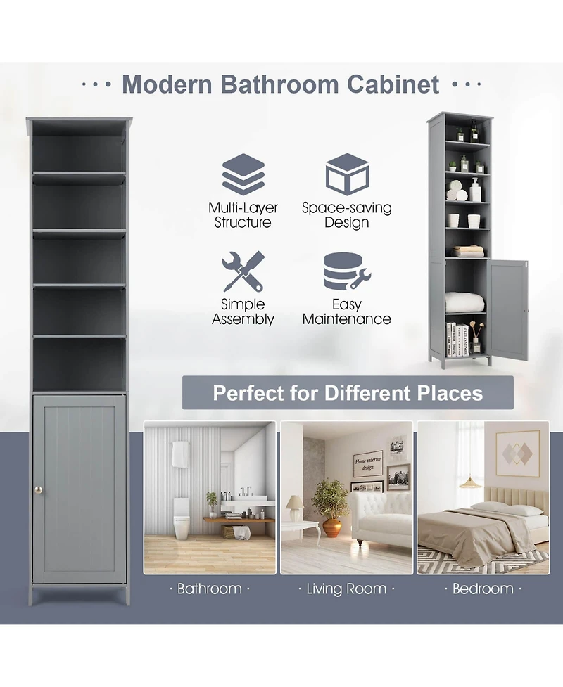 sumyeg 72 Inch Freestanding Tall Bathroom Floor Storage Cabinet