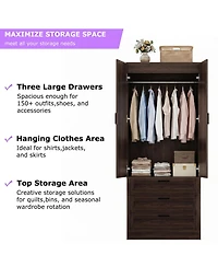 Aheaplus Closet Cabinet with 3 Drawers, Organizer Door