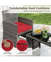 Gouun 4-Piece Patio Wicker Conversation Set with Loveseat and Armchairs