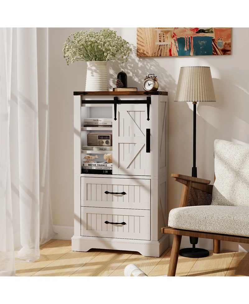 sumyeg Farmhouse Bathroom Floor Storage Cabinet Freestanding Organizer