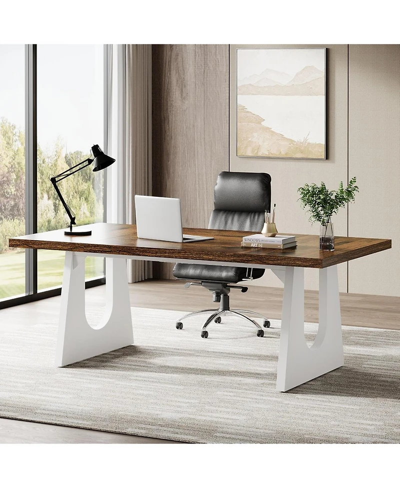 Tribesigns 70.86-Inch Executive Desk, Large Computer Office Desk with Double Wood Pedestal