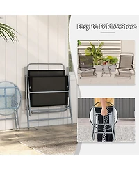 Gymax 3 Piece Patio Folding Chair Set with Coffee Table and Extra-Large Seat Porch Backyard Poolside