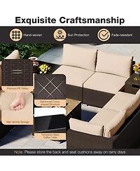 Gouun 12 Piece Outdoor Pe Wicker Conversation Set with 32 in Propane Fire Pit Table and Tank Holder