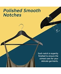 Lifemaster 30-piece wooden hanger set with non-slip design and 360degree(s) swivel hooks. sturdy, ideal for suits, coats, dresses, pants and jackets