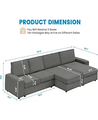 gaomon Oversized Modular Sectional Sofa with Triple Chaise, Convertible Deep Seat Sleeper Couch with Wide Armrests and Plush Backrest