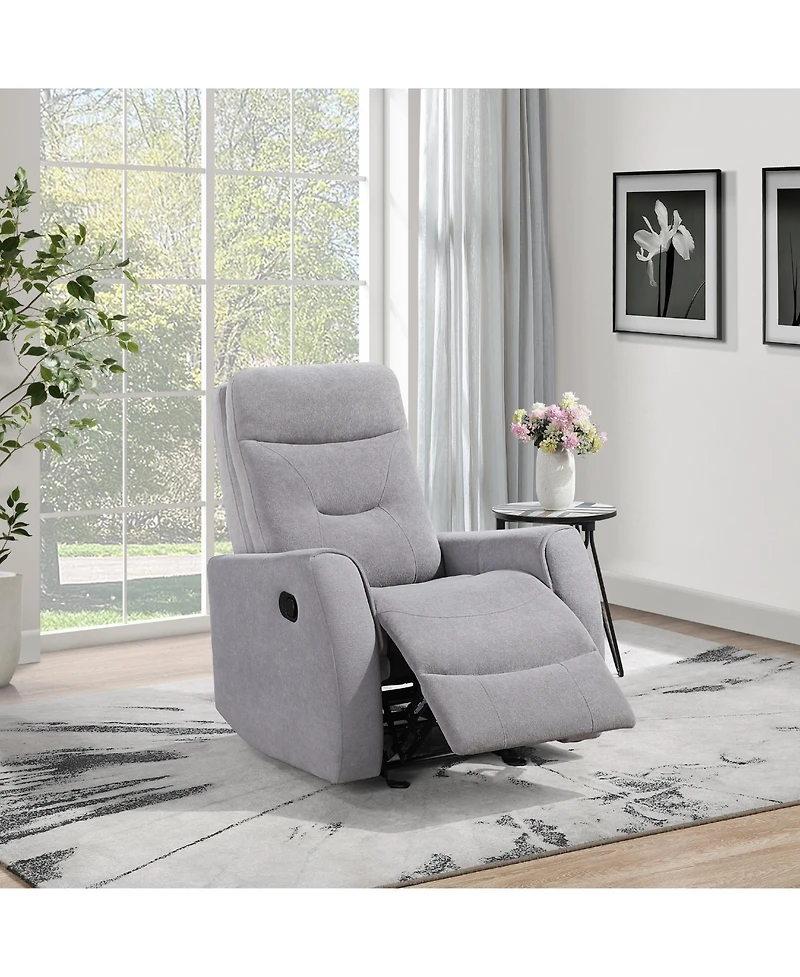 Clihome Durable Microsuede Velvet Manual Recliner with Rocker Function, Double Stitched Seam Accent Chair with Side Handle Release