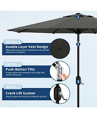 Xo 9 Ft Patio Umbrella with Tilt and Crank, Outdoor Market Table Umbrella with 8 Sturdy Ribs, Uv Resistant Deck Umbrella