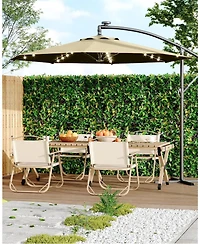 Xo 10 Ft Offset Patio Umbrella with Solar Led Lights, Cantilever Outdoor Umbrella with Infinite Tilt and Cross Base, 32 Led Lights Uv Protection Shade