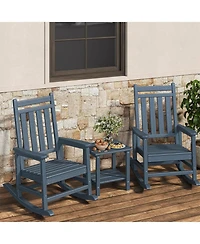 Xo 2 Pcs All Weather Resistant Outdoor Hdpe Porch Rocking Chair for Balcony Backyard Porch with Side Table