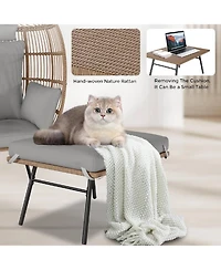 Xo Oversize Egg Shaped Lounger, Egg Chair for Indoor Outdoor Patio Porch Backyard with Ottoman, Grey