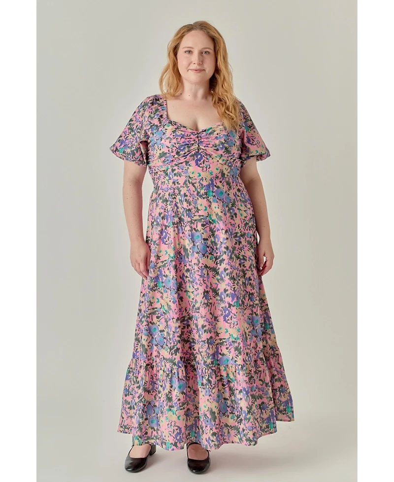 English Factory Plus Open Back Tie Maxi Dress