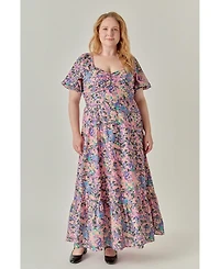 English Factory Plus Open Back Tie Maxi Dress