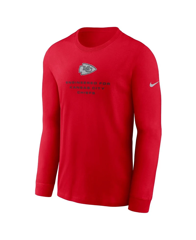 Nike Men's Red Kansas City Chiefs Sideline Bold Arch Star Dri-fit Long Sleeve T-Shirt