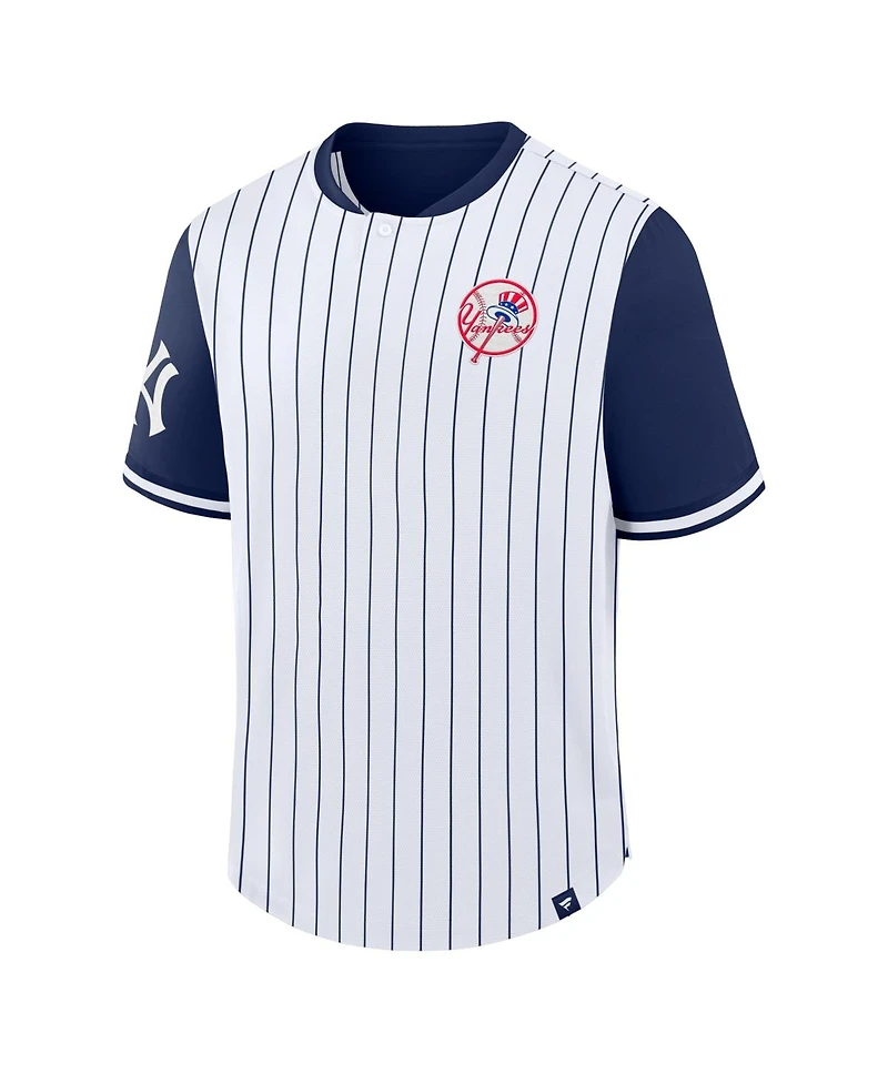 Fanatics Men's White/Navy New York Yankees Pinstripe Walk Off T-Shirt