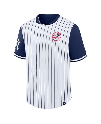 Fanatics Men's White/Navy New York Yankees Pinstripe Walk Off T-Shirt
