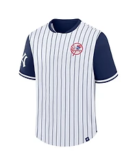 Fanatics Men's White/Navy New York Yankees Pinstripe Walk Off T-Shirt