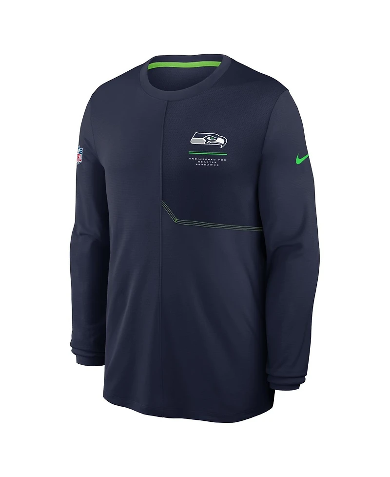 Nike Men's College Navy Seattle Seahawks Sideline Coaches Uv Dri-fit Long Sleeve T-Shirt