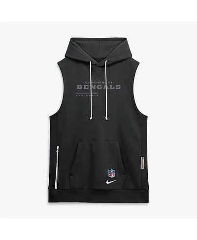 Nike Men's Black Cincinnati Bengals Sideline Standard Issue Dri-fit Sleeveless Hoodie