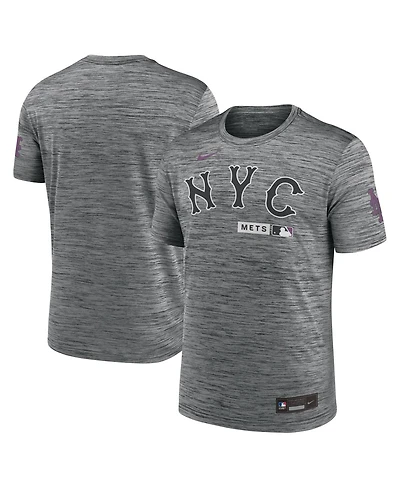 Nike Men's Anthracite New York Mets Authentic Collection City Connect Velocity Dri-fit T-Shirt