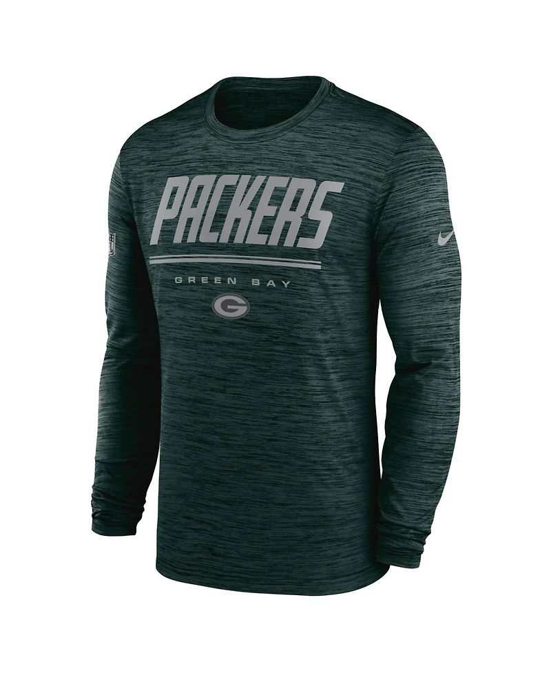 Nike Men's Green Bay Packers Sideline Offensive Transition Velocity Dri-fit Long Sleeve T-Shirt