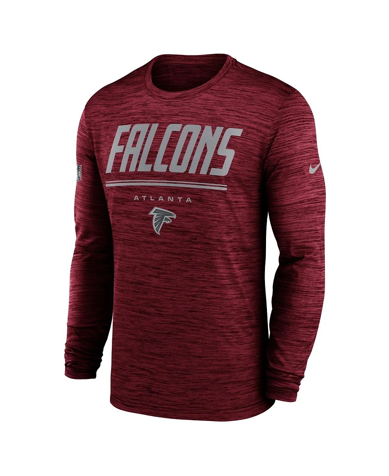 Nike Men's Red Atlanta Falcons Sideline Offensive Transition Velocity Dri-fit Long Sleeve T-Shirt