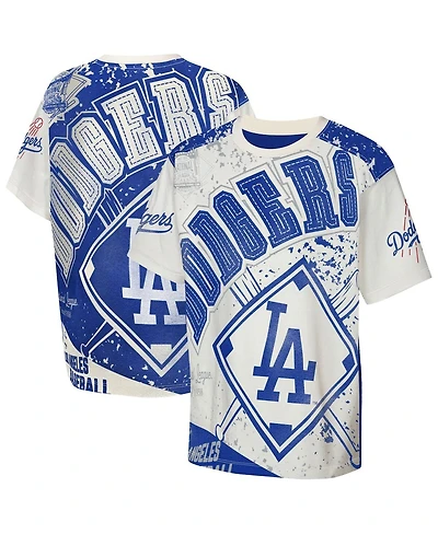 Outerstuff Big Boys and Girls Cream Los Angeles Dodgers League Top Player Bold All-Over-Print T-Shirt