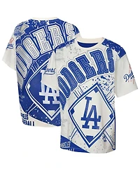 Outerstuff Big Boys and Girls Cream Los Angeles Dodgers League Top Player Bold All-Over-Print T-Shirt