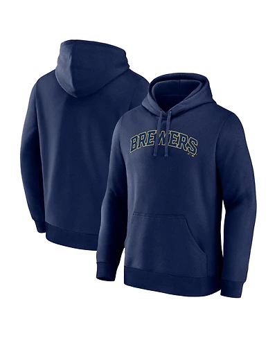 Logo Athletic Men's Navy Milwaukee Brewers Wordmark Hoodie