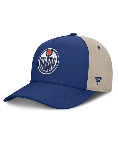 Fanatics Men's Royal/Tan Edmonton Oilers 2026 Stanley Cup Playoffs Locker Room Adjustable Hat