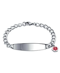 Bling Jewelry Lightweight Medical Identification Blank Medical Id Curb Link Bracelet Stainless Steel 7.5 Inch