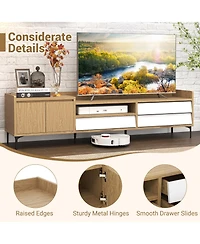 Gymax Tv Stand w/Cabinet 3 Drawers Open Compartment Cable Hole for TVs up to 80''