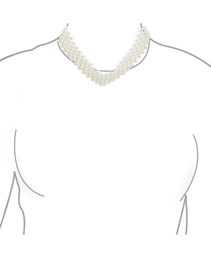 Bling Jewelry Plain Statement Fashion Simulated Pearl Collar Bib V Necklace Prom