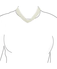 Bling Jewelry Plain Statement Fashion Simulated Pearl Collar Bib V Necklace Prom