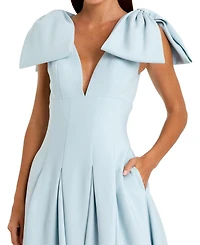 Mac Duggal Women's Crepe A Line Midi Dress With Bow Straps